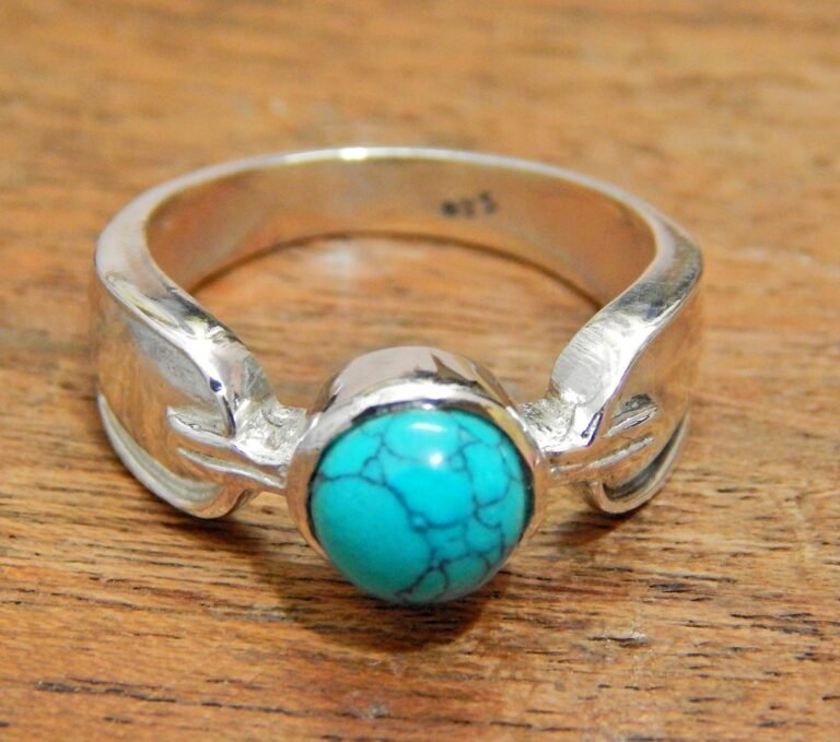 Turquoise Ring, Sterling Silver Ring for Women, Statement Ring with Stone, Gemstone Boho Ring, Bohemian Jewelry, Natural Turquoise Ring R0313-GS