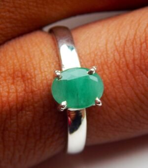 Natural Zambia Emerald Ring, 925 Sterling Silver Jewelry Ring With Gemstone Emerald Faceted, Handmade Ring, Green Ring, Wedding Jewelry Gift R0307-GS