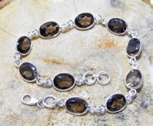 Natural Smoky Quartz Bezel Gemstone bracelet Silver jewelry 925 Sterling Silver bracelet Gift Handmade bracelet Smoky Gemstone bracelet BR0178-GS