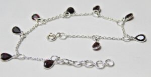 Garnet Bezel Gemstone bracelet, Silver jewelry,925 Sterling Silver bracelet, Gift, Handmade bracelet, Garnet Gemstone bracelet BR0175-GS