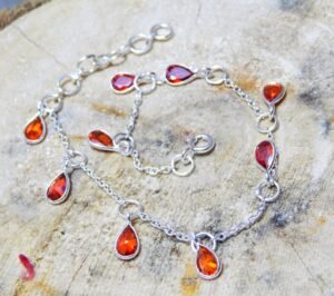 Cubic zirconia Bezel Gemstone bracelet, Silver jewelry,925 Sterling Silver bracelet, Gift, Handmade bracelet, Gemstone bracelet BR0176-GS