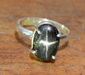Natural Black Star Sapphire 925 Sterling Silver Ring Black star gemstone handmade ring gift for her women ring R0188-GS