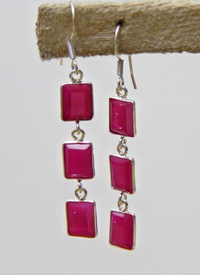 Ruby Earrings 925 Sterling Silver Jewelry For Girls & Women Gift item handmade Earrings Ruby bezel earring gift for her women earring E0763-GS