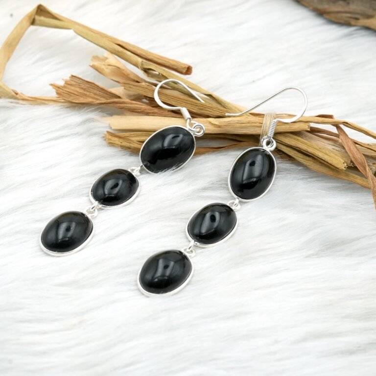 Black onyx Bezel earring, 925 sterling silver jewelry, gemstone jewelry, handmade earring, women earring, gift for her E0708-GS