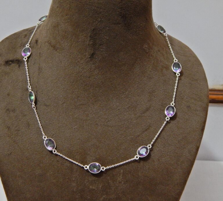 AAA+ Quality Genuine Mystic Quartz Choker Necklace-Gemstone Jewelry Necklace-Gemstone- Mystic quartz Jewelry-Handmade- Oval Faceted NL0008-GS