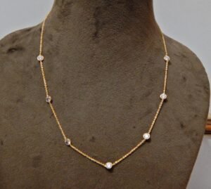 Zircon Necklace , Choker Necklace , Gold Plated Necklace , Zircon Choker , Gemstone Necklace , Necklace , Wedding Jewelry , Gift Item NL0009-GS