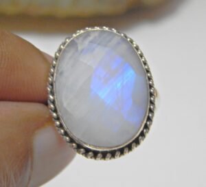 Natural Moonstone Ring 925 Sterling Silver Rings, Birthday Gift for Best Friend ,Ring Moonstone Rainbow 925 Sterling Silver jewelry R0228-GS