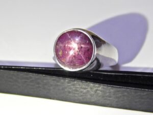 Natural Star Ruby Rings 925 Sterling Silver Jewelry ring with gemstone Star Ruby Round Cabochon Ring Gift for her Men And Boy Also R0155-GS