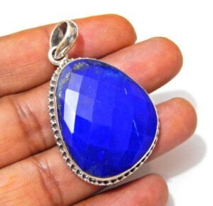 Natural Lapis Lazuli 925 Sterling Silver Pendant Blue Faceted Lapis Gemstone Silver Handmade Pendant Jewelry , Gift ItemP0050-GS