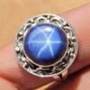 Star Sapphire Rings,925 Sterling Silver Jewelry ring with gemstone Star Sapphire Cabochon Gift for her men & boy Linde Star Silver Ring R0026-GS