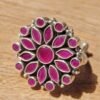 Indian Ruby Ring, 925 Sterling Silver Ring, Botanical Leaf Ring, Handmade Ring, Oxidized Ring, Wide Ring, Designer Ring, Ready to Ship R0334-GS