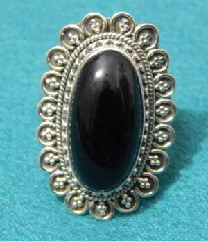 Natural Black Onyx Ring-925 Sterling Silver-Jewelry Ring-Gemstone Ring-Black Onyx Jewelry-Handmade Ring- Cabochon gift for her R0285-GS