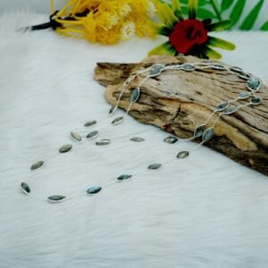 Natural Grey Labradorite Long Necklace 925 Sterling Silver Handmade Double Layering Marquise Faceted Gemstones Necklace Gift For Her NL0192-GS