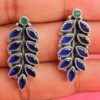 Blue And Green Onyx Earring Stud, 925 Sterling Silver Earring Stud For Girl And Women ,Wedding Gift, Handmade earring, Gift for her E0616-GS