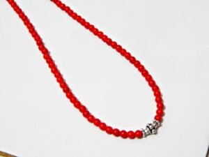 Genuine Natural Italian Coral Necklace-Natural Gemstone jewelry-sterling silver. Beaded Coral Round 4x4 mm Necklace handmade necklace gift NL0107-GS