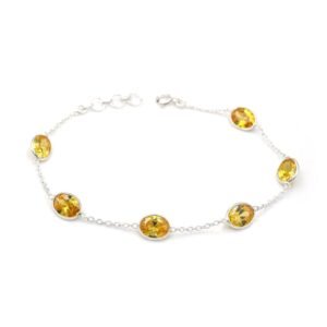 Natural Genuine Citrine Bracelet 925 Sterling Silver Gemstone Bracelet Minimalist Bracelet Adjustable Handmade Bracelet Gift For Her BR0081-GS