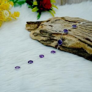 Natural Amethyst 925 Sterling Silver Bracelet Purple Amethyst Faceted Gemstones Bracelet Gift For Her BR0010-GS