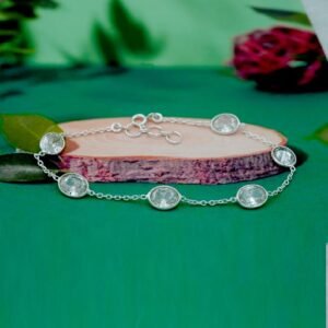 Genuine Zircon 925 Sterling Silver Bracelets White Gemstones Minimalist Bracelets Adjustable Bracelets Jewellery Gift For Her BR0078-GS