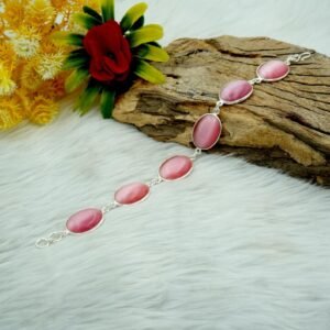 Natural Pink Monalisa 925 Sterling Silver Bracelets Pink Gemstone Bracelets Handmade Bracelets Gift For Her BR0140-GS
