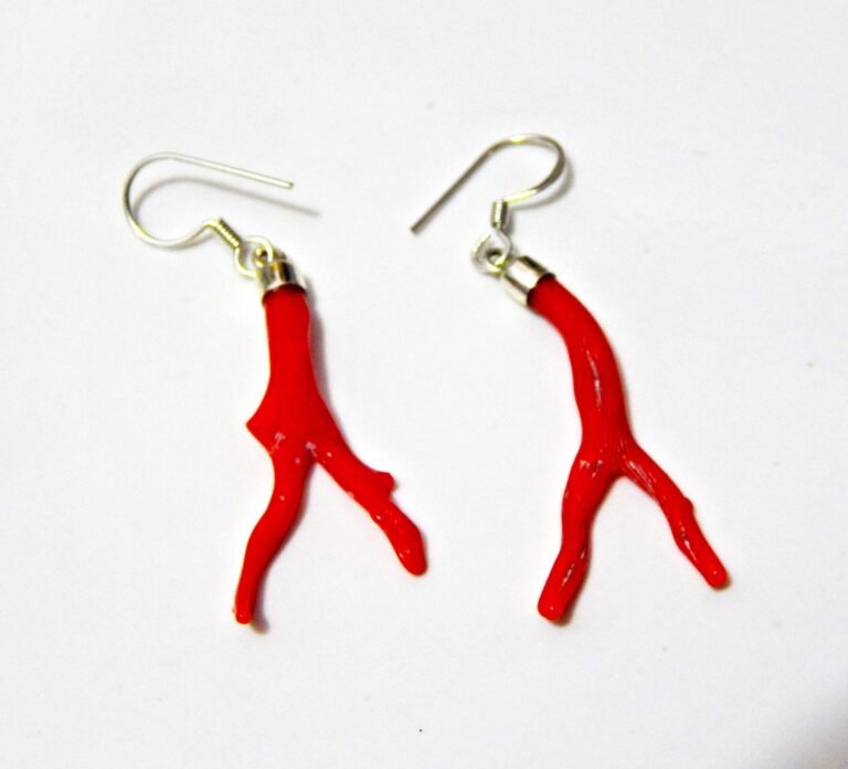 Italian Coral Rough Earring-925 Sterling Silver Jewelry With Gemstone Coral Earring , For Girls & Women Gift item E0620-GS
