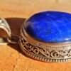 Natural Lapis Lazuli Pendant In 925 Sterling Silver, Cabochon pendant, Vintage pendant, Fine Work pendant, Brutalist pendant, handmade item P0057-GS