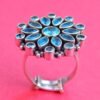 London Blue Topaz Rings in 925 sterling Silver, December Birthstone Ring, Sterling Silver Ring, Floral Ring, Blue Topaz Ring R0239-GS