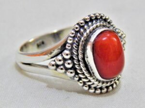 100% Natural Coral Ring In 925 Sterling Silver , Wedding Ring , Gift Item , Handmade Ring , Vintage Ring , Girl & Women Ring, Gift for Her R0110-GS