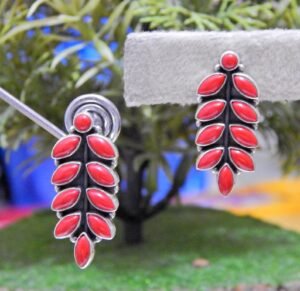 Coral Earring Stud ,925 Sterling Silver Jewelry Earring With Gemstone Coral for Girl And Women gift item handmade earring stud E0001-GS
