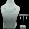 Natural Blue Onyx Teardrop Jewelry Set 925 Sterling Silver Onyx Cabochon Blue Gemstones Necklace & Earring Wedding Jewelry Set ,Gift For Her NS0016-GS