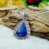Natural Blue Genuine Lapis Lazuli Pendant Necklace 925 Sterling Silver Lapis Cabochon Gemstone Vintage Pendant With Chain Gift For Her NL0197-GS