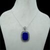 Natural Blue Genuine Lapis Lazuli Pendant Necklace 925 Sterling Silver Lapis Cabochon Gemstone Vintage Pendant With Chain Gift For Her NL0198-GS