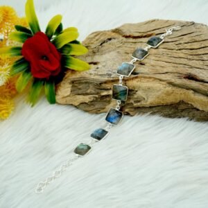 Natural Genuine Fire Labradorite Bracelet in 925 Sterling Silver Natural Gemstone Anniversary Gift Bracelet Gift For her BR0089-GS
