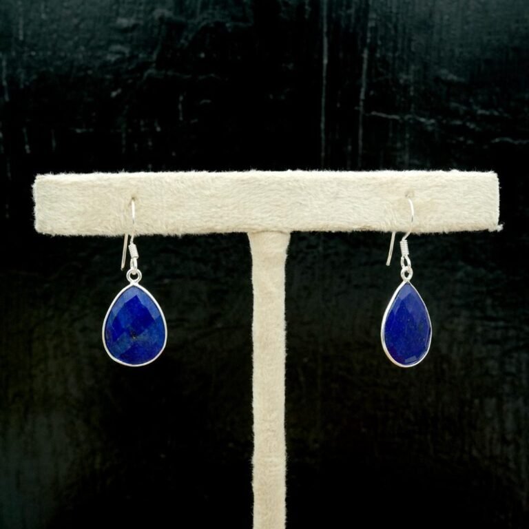 925 Sterling Silver Lapis Earring Natural Pear Faceted Lapis Lazuli Gemstone Sterling Silver Handmade Earring Silver Jewelry Gift For Her E0343-GS