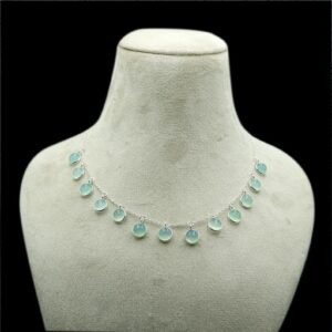 Natural Aqua Onyx Choker Necklace Blue Gemstone 925 Sterling Silver Necklace Wedding Necklace Handmade Necklace Gift For Her NL0127-GS