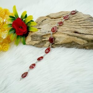 Natural Red Carnelian Bracelet 925 Sterling Silver Red Carnelian Pear Faceted Gemstones Bracelet Wedding Bracelet Gift Item BR0073-GS