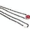 925 sterling silver black beads chain Coral necklace , gorgeous flower design pendant , traditional style Indian mangalsutra , Gift necklace NL0058-GS