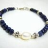 100% Natural Sapphire And Pearl Beaded Bracelet In 925 Sterling Silver, Beaded Bracelet, Precious Bracelet, handmade bracelet, gift item BB0005-GS