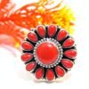 925 Sterling Silver Coral Ring , Wedding Ring , Adjustable Ring , Handmade Ring , Floral Jewelry , Gift For Girl & Women Ring, Gift for Her R0332-GS