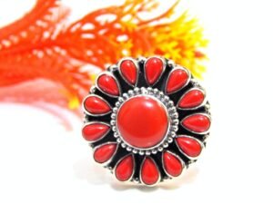 925 Sterling Silver Coral Ring , Wedding Ring , Adjustable Ring , Handmade Ring , Floral Jewelry , Gift For Girl & Women Ring, Gift for Her R0332-GS
