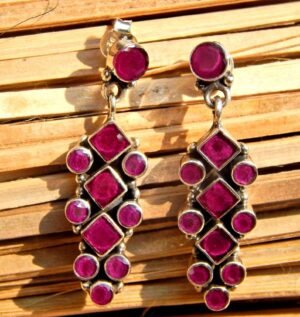 Natural Ruby Earring Stud ,925 Sterling Silver Jewelry earring with gemstone Ruby, Handmade earring, Gift for Girls & Women E0100-GS