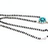 925 sterling silver black beads chain turquoise necklace gorgeous flower design pendant , traditional style Indian mangalsutra Gift necklace NL0057-GS