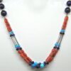 Genuine Lapis Lazuli, Coral, Turquoise Necklace-Natural Gemstone jewelry-sterling silver. Beaded Multi Necklace handmade necklace gift for NL0004-GS