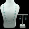 Dainty Silver Necklace Set Amazonite Necklace Earring Minimalist Necklace Set Wedding Set Jewelry Set Gift For Her 925 Sterling Silver Set NS0007-GS