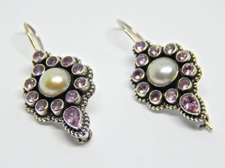 Zircon, Pearl Earring-925 Sterling Silver Jewelry earring with gemstone Zircon faceted for Girls Women gift item E0651-GS