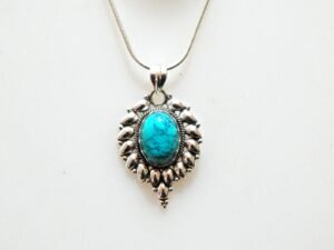 Turquoise Pendant With Snack chain 925 Sterling Silver Jewelry Gemstone Turquoise-Cabochon Handmade- For Girls & Women Gift Pendant P0035-GS