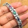 Natural Green onyx ruby sapphire zircon Gemstone Bangle, Silver jewelry,925 Sterling Silver Bangle, Gift, Handmade Bangle Bangle-Size 2-8 B0031-GS