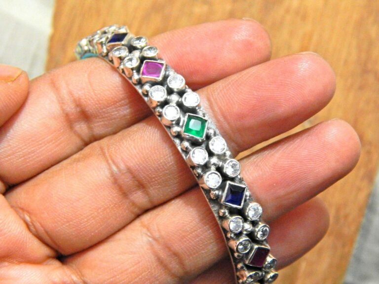Natural Green onyx ruby sapphire zircon Gemstone Bangle, Silver jewelry,925 Sterling Silver Bangle, Gift, Handmade Bangle Bangle-Size 2-8 B0031-GS