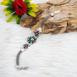 Turquoise Bracelet Coral Bracelet Sterling 925 Silver Bracelet Wedding Bracelet Gift For Her Natural Gemstones Bracelet Chain Bracelet BR0198-GS