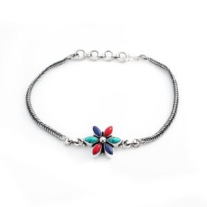 Multi Gemstones Bracelet Coral Bracelet Turquoise Bracelet Sterling 925 Silver Bracelet Wedding Bracelet Gift For Her Multi Color Bracelet BR0195-GS