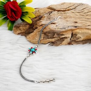 Coral Bracelet Turquoise Bracelet Sterling 925 Silver Bracelet Wedding Bracelet Gift For Her Natural Multi Gemstones Bracelet Chain Bracelet BR0192-GS